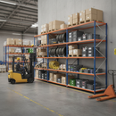 Premium Industrial Shelving - 2440mm High - 200kg Capacity - Melamine - Blue & Orange