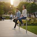 Premium Heavy Duty Steel Perch Bench for Outdoor Seating - Durable and Comfortable Design for Pedestrian Areas
