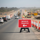 Professional Traffic Arrow Left Sign 1050mm x 750mm with High-Quality Stand for Construction Site Direction