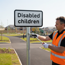 Premium Supplementary Plate for Disabled Children - Safety Road Sign for School and Playground Areas