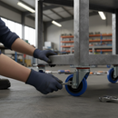 160mm Heavy Duty Swivel Plate Castor with Blue Elastic Nylon Centre