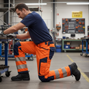 Premium Hi-Vis Orange and Navy Blue Trousers with 4-Way Stretch Fabric for Comfort and Flexibility