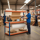 Heavy Duty Packing Station - 1677mm High - 400kg Capacity - Chipboard - Blue & Orange