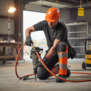 Premium Heavy Duty Trousers with Kneepad Pockets - Dark Anthracite/Hi-Vis Orange