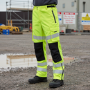 Premium Waterproof Hi Vis Yellow Overtrousers with Recycled Materials and Breathable Fabric for Enhanced Comfort and Visibility