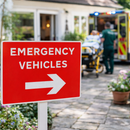 Emergency Vehicles Arrow Right Signs – 600mm x 450mm – Rigid Plastic – Indoor/Outdoor