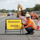 Premium Diversion Ends Road Sign - Heavy Duty Zintec Metal Sign 1050x750mm with Retroreflective Face