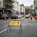 Premium Diverted Traffic Ahead Sign - Heavy Duty Zintec Metal Construction 1050x450mm for Road Safety
