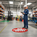 Premium No Entry Floor Sign - Slip Resistant Vinyl with High Adhesive Strength for Safety in Warehouses - 430mm Diameter