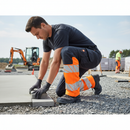 Premium Ladies Fit Trousers with Kneepad Pockets - Dark Navy/Hi-Vis Orange