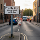 Premium Supplementary Plate for Traffic Priority - Post Mounting with Adjustable Text Size for Traffic Management