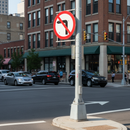 Professional No Left Turn Sign - Quick Fit Design, 750mm Diameter for Traffic Management