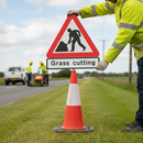 Professional Grass Cutting Cone Sign for Highway Safety - 750mm Attachment for Enhanced Visibility