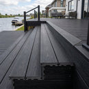 5.4m Solid Scalloped Grooved Composite Board, Ebony Finish