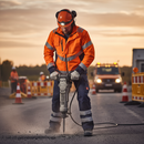 Premium Hi-Vis Orange/Navy Blue Shell Jacket with Windproof and Waterproof Features, Taped Seams, and Ventilation
