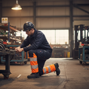 Premium Heavy Duty Trousers with Kneepad Pockets - Dark Navy/Hi-Vis Orange