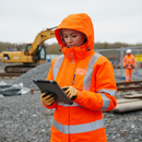 Premium Ladies Hi-Vis Storm Coat in Hi-Vis Orange - Waterproof, Durable Design with Adjustable Cuffs and Reflective Tapes