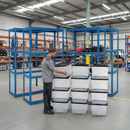 4x Heavy Duty Shelving Units - 1600mm High with 12x 24L Plastic Storage Boxes