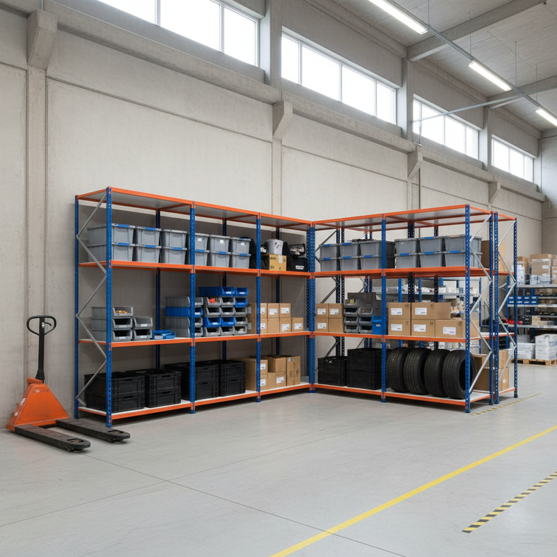 5x Heavy Duty Industrial Shelving - 1980mm High - 340kg Load Capacity - Blue & Orange
