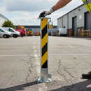 Heavy Duty Retractable Parking Post - Steel Construction with Lockable Design and Kick Plate for Vehicle Security