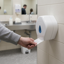 Premium Mini Jumbo Toilet Roll Dispenser - White for Efficient Washroom Use - High-Quality Professional Grade for Industrial and Commercial Applica...