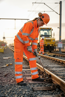 Professional Hi-Vis Rail Spec Trousers with Cargo Pockets and Knee Pad Pocket - Durable Polyester Cotton Blend for Comfort and Safety