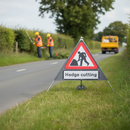 Premium Heavy Duty Hedge Cutting Roll-Up Sign with PVC Face and Galvanized Steel Frame for Safety and Visibility