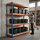 Heavy Duty Shelving Unit with 12x 37L Plastic Storage Boxes - 1800mm High