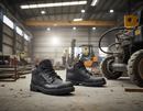 Premium Leather Mid Cut Boot with Steel Toe Cap, Shock Absorber Heel, and Slip Resistant Sole for Enhanced Safety