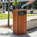 Premium Rectangular Litter Bin 100L with Classic Wood Design for Outdoor Use - High-Quality Professional Grade for Industrial and Commercial Applic...