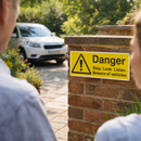 Danger Stop/Look/Listen Beware of Vehicles Safety Sign – 1mm Rigid Plastic – Indoor/Outdoor Use