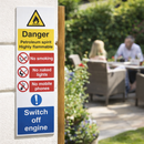 Highly Flammable Multi Message Sign – 200mm x 600mm – Rigid Plastic – Indoor & Outdoor Use