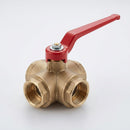 1in BSP Female 3-Way L Port Ball Valve, 25 Bar, Brass (view 2)