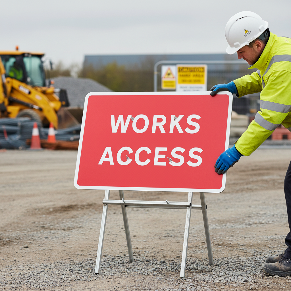 Premium Works Access Sign Diagram 7301 - 1050x750mm for Construction S