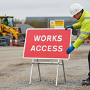 Premium Works Access Sign Diagram 7301 - 1050x750mm for Construction Safety Marking