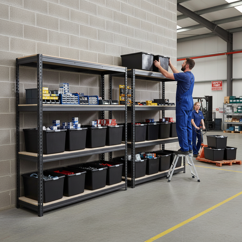 Premium Heavy Duty Shelving with 8x 62L Storage Boxes - 2000mm High