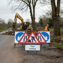 Premium Metal Frame Sign Package for Tree, Hedge, and Grass Cutting with Class 1 Reflective Material and Folding A-Frame Design