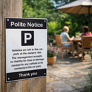 Parking Area Safety Sign – 1mm Rigid Plastic & Vinyl – Indoor & Outdoor Use