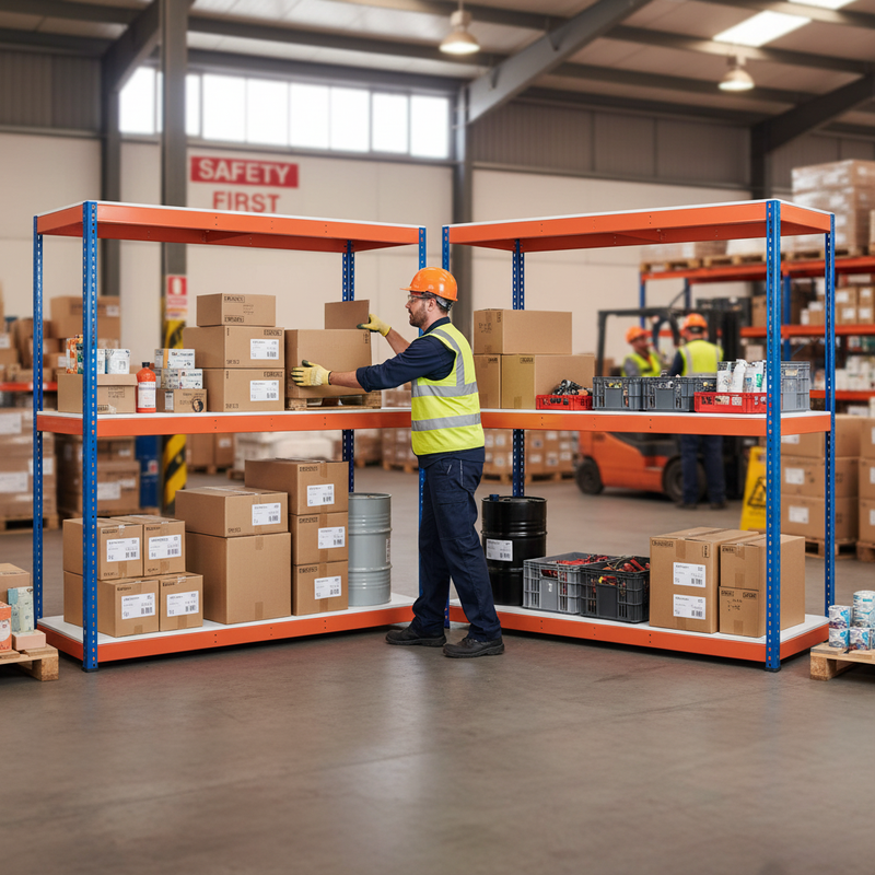 Heavy Duty Industrial Shelving - 3050mm High - 800kg Load Capacity - Blue & Orange