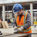 Premium Wheel Ratchet Safety Helmet with Integrated Safety Glasses - Vented Design