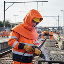Professional Arc Flash and Fire Retardant Hi-Vis Orange Hood - Easy Attachment for Storm Coats