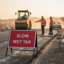 Premium Slow Wet Tar Road Sign - Chapter 8 Compliant, 1050x750mm Size with Engineer Grade Reflective Face