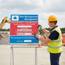 Premium Customizable Dry Wipe Information Sign 750x750mm for Roadworks with Emergency Contact and Job Details