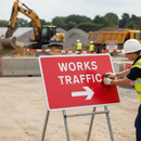Premium Quick Fit Traffic Sign with Right Arrow Direction, 1050x750mm, for Site Traffic Management