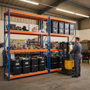 Premium Heavy Duty Shelving with 12x 62L Plastic Storage Boxes - 2200mm High