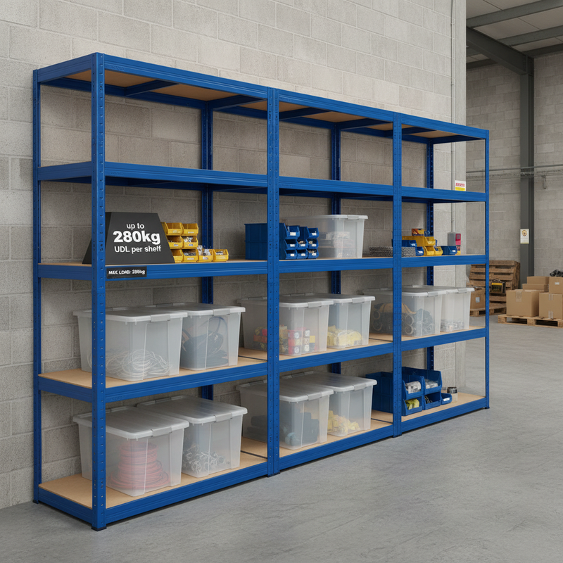 Premium Shelving Units with 8x 60L Plastic Storage Boxes - 2130mm High