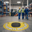 Premium Safety Floor Sign - Attention Hard Hats Required, Slip Resistant, Durable, High Visibility for Workplace Safety