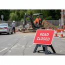 Premium Road Closed Sign 1050x750mm - Durable Plastic Frame with Toggle System for Quick Deployment