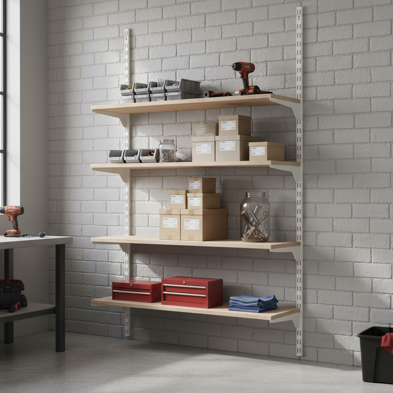 Heavy Duty Twin Slot Wall Mounted Shelving Uprights - Custom Build - White