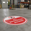 Premium Self-Adhesive No Pedestrian Access Floor Sign - Slip Resistant and High Visibility for Safety Compliance